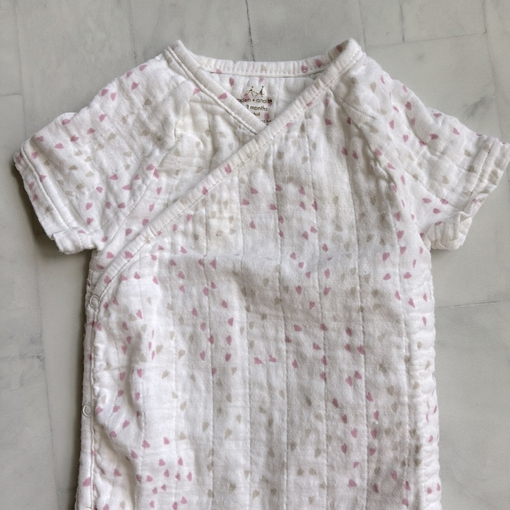 Aden + Anais Infant Girl’s Mini Heart Print Kimono Bodysuit
